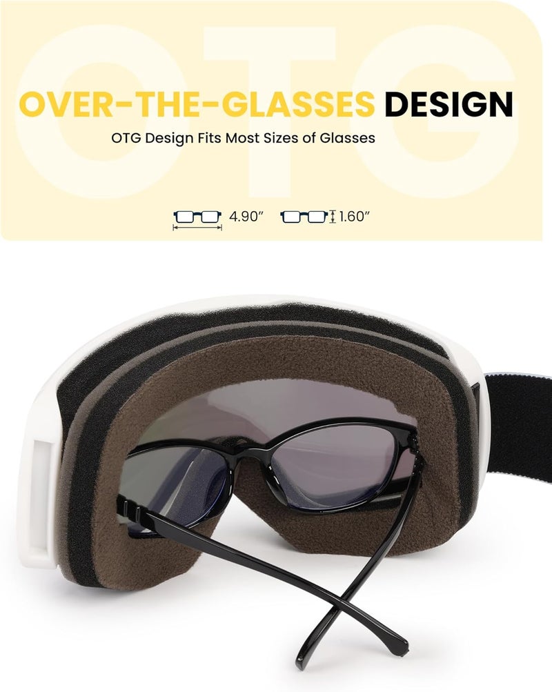Snower Kids Ski Goggles, Anti-Fog Snow Goggles with OTG Design, 100% UV Protection, HD Lens for Kids Boys Girls - Image 3